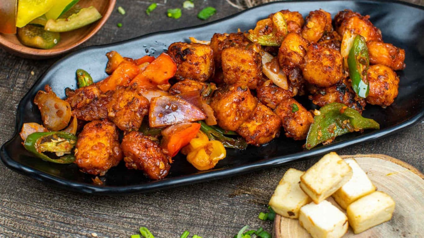 Spicy stir-fried vegetables and paneer