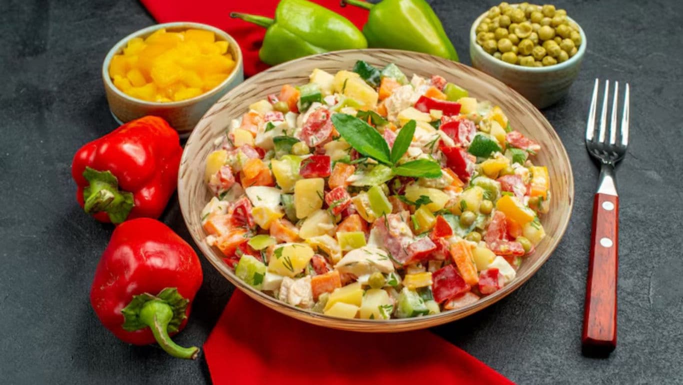 Fresh vegetable salad with colorful ingredients
