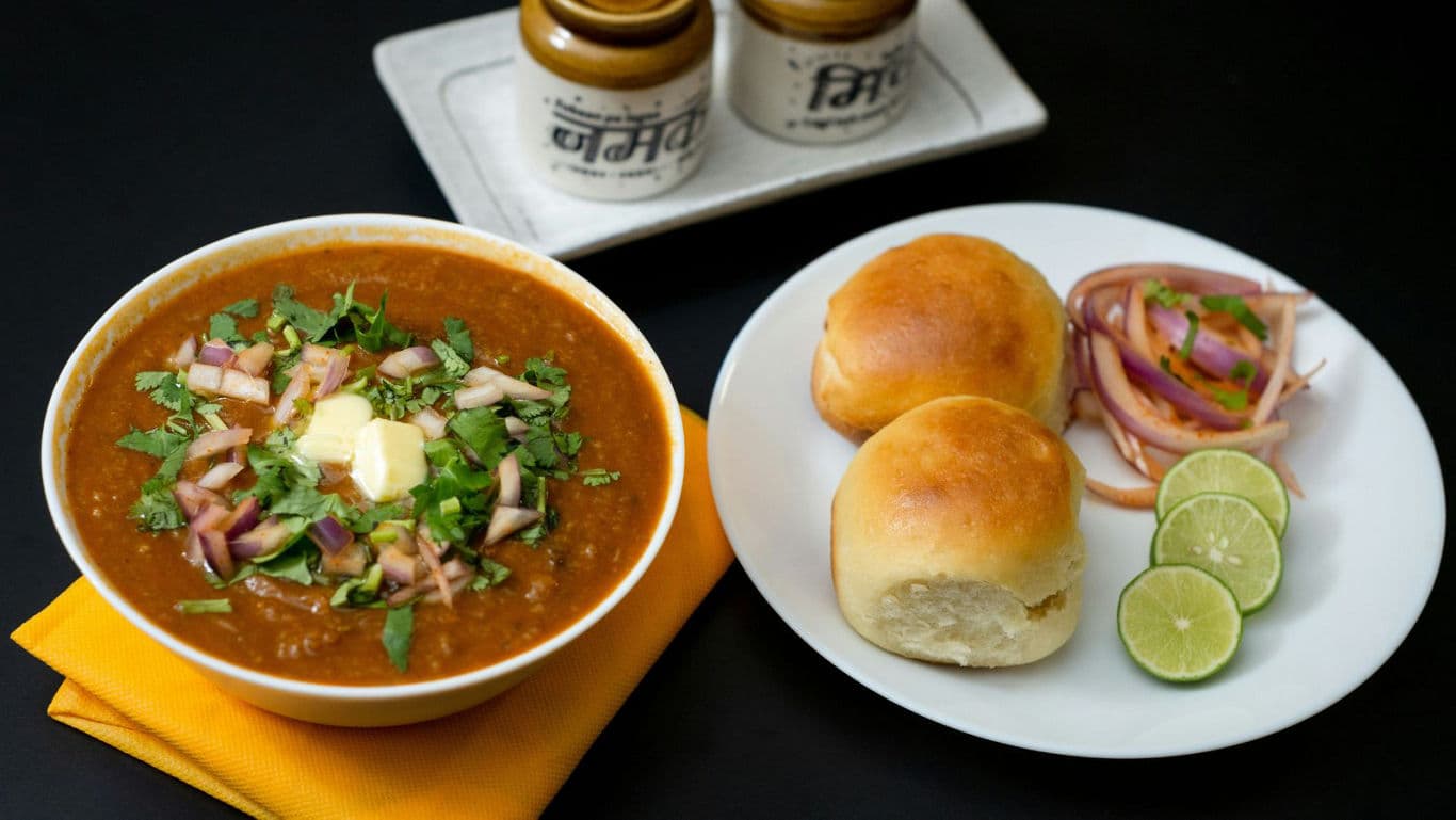 Indian pav bhaji with butter and lime