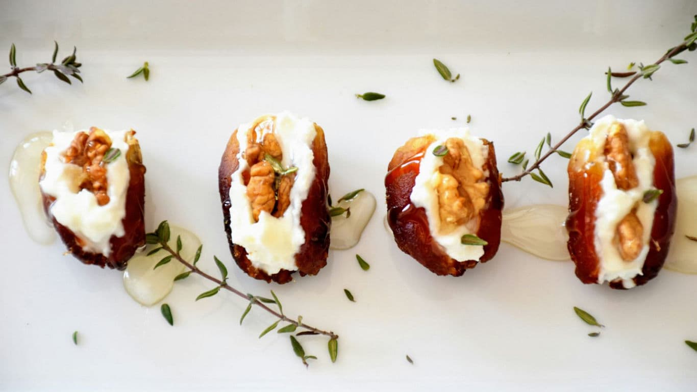 Stuffed Dates with Walnuts and Cream Cheese Garnish