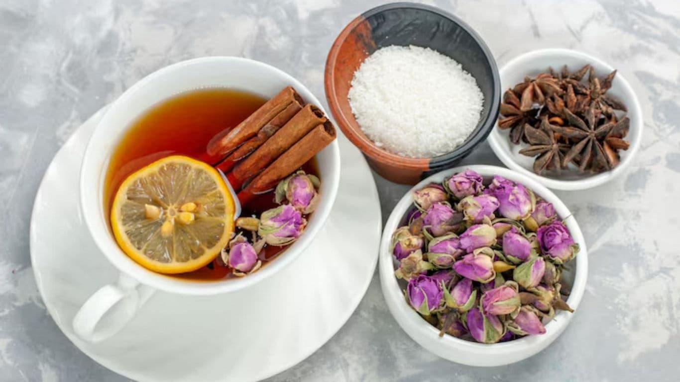 Herbal tea with spices and flowers