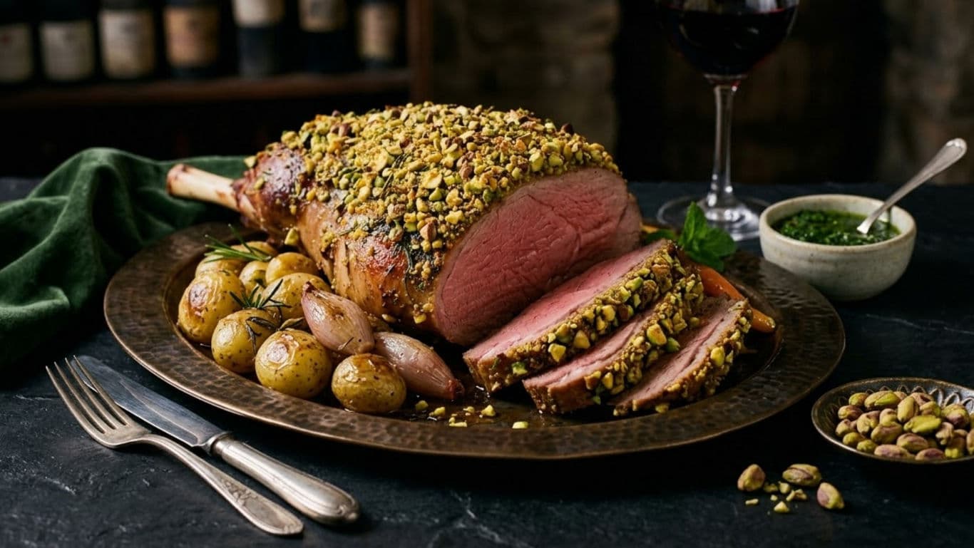 Pistachio-Crusted Lamb Leg