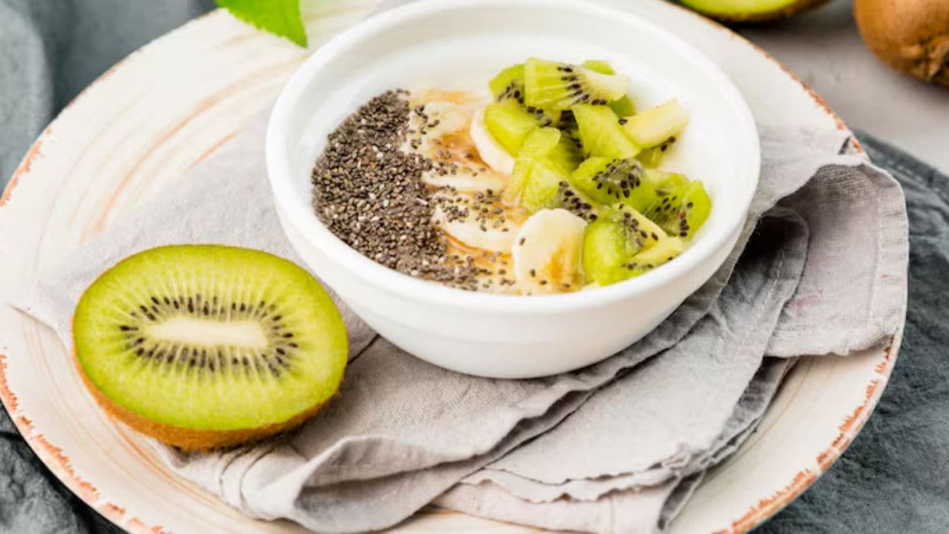Healthy kiwi and chia seed breakfast bowl