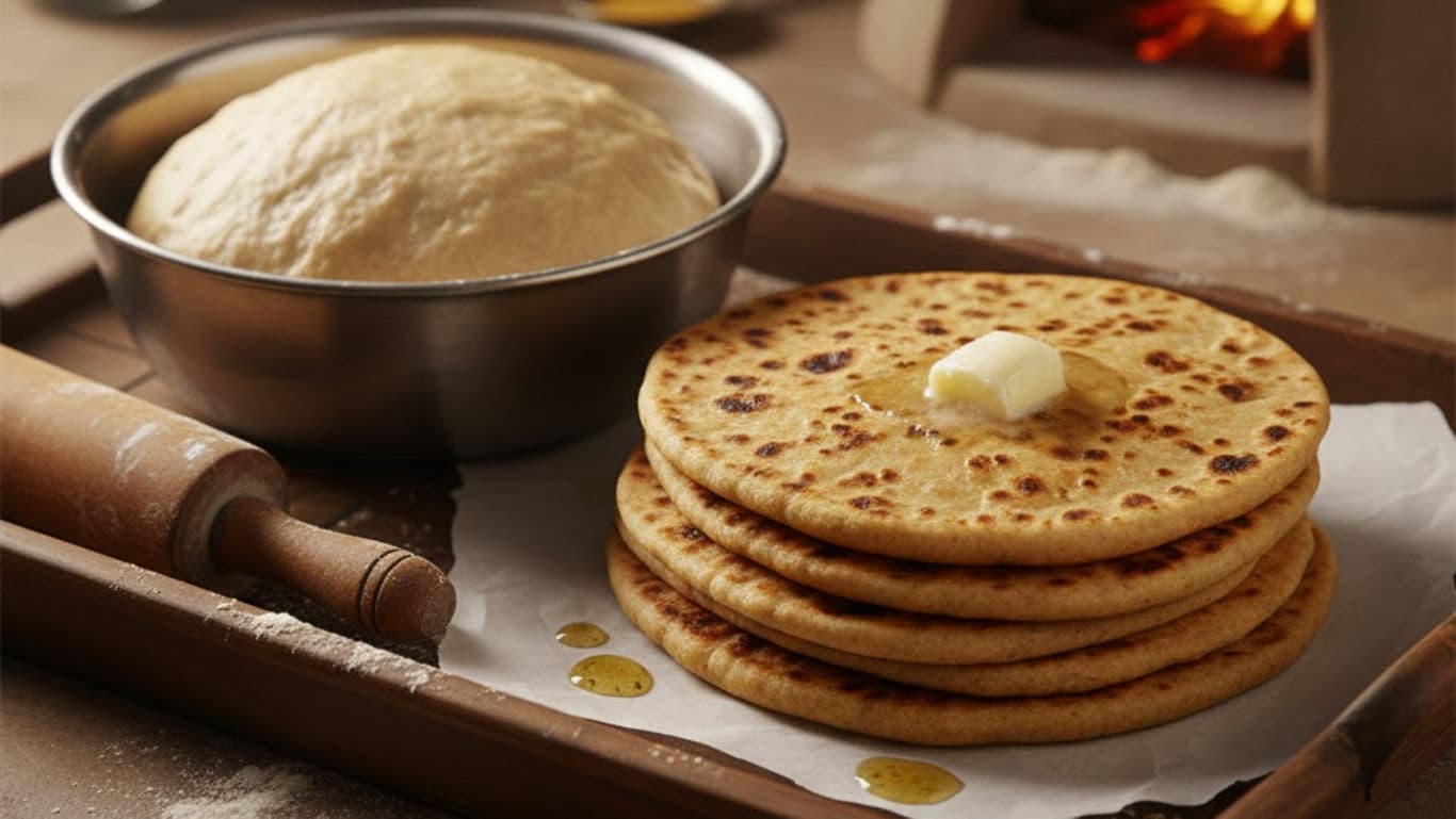 A rustic Punjabi stuffed parathas and atta dough