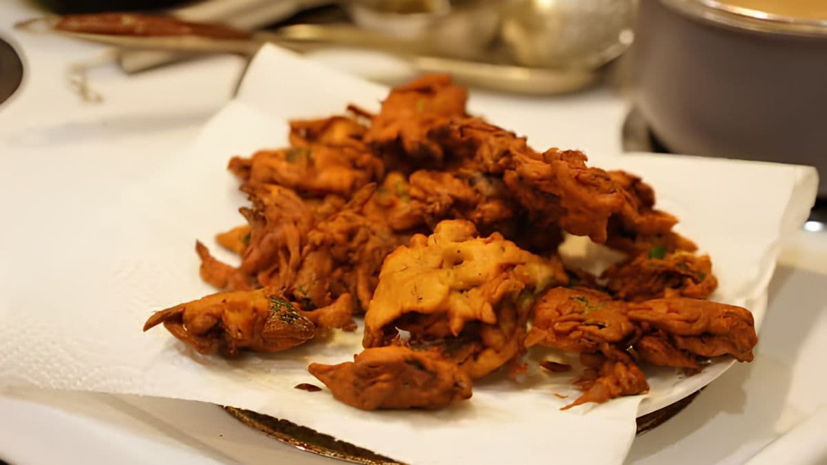 homemade onion pakora on a plate