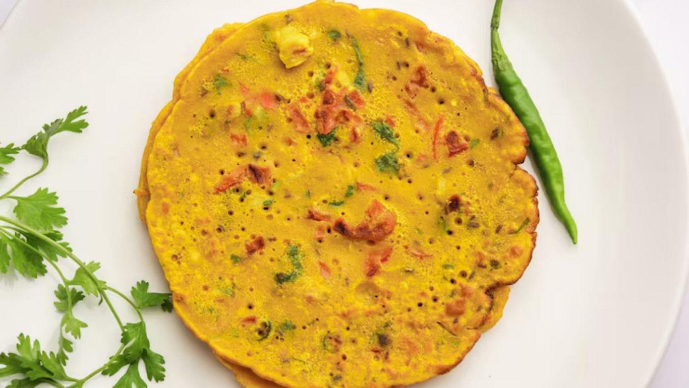 Savory Indian pancake with fresh herbs