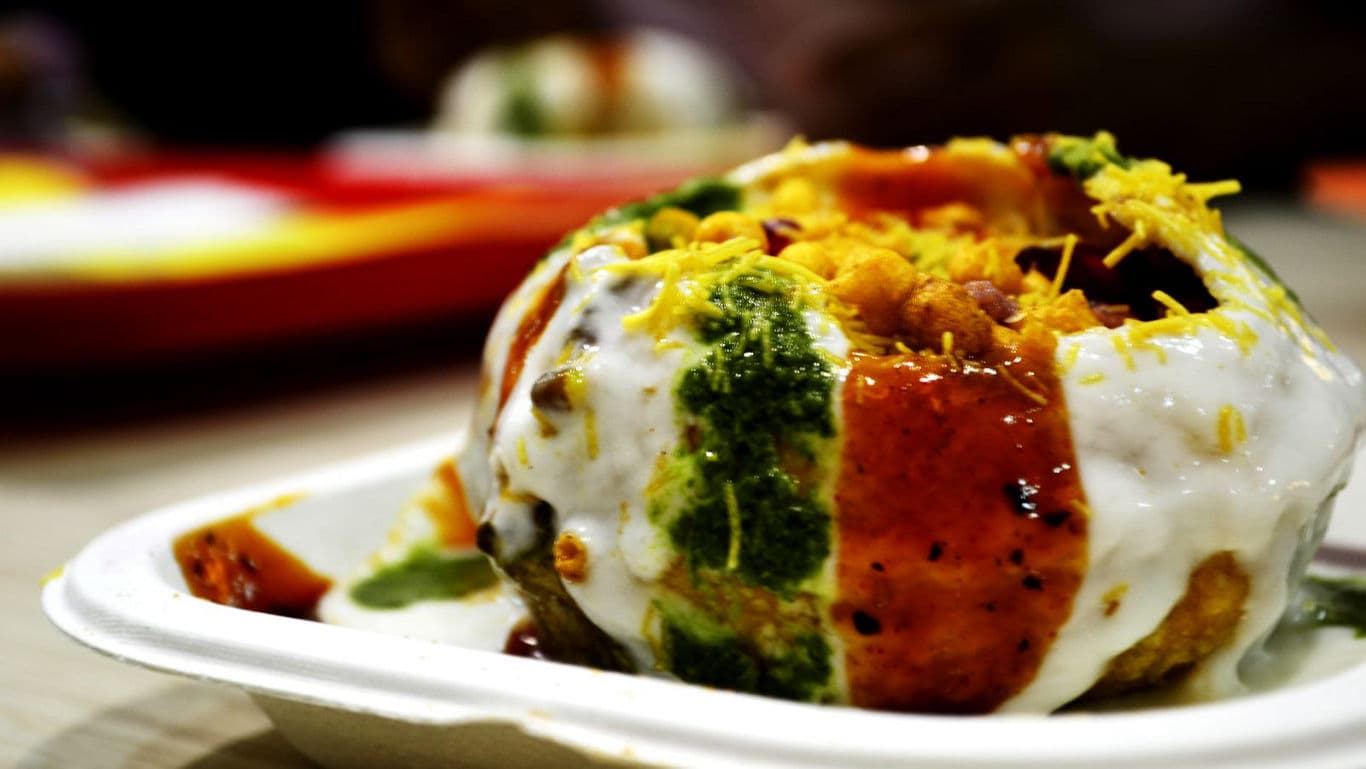 Close-up of Indian street food chaat