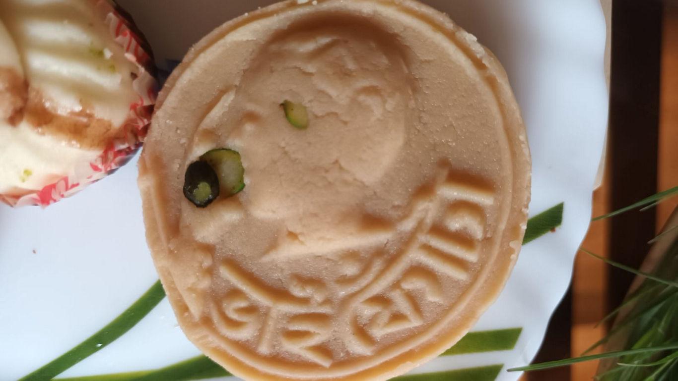 Traditional dessert with embossed design