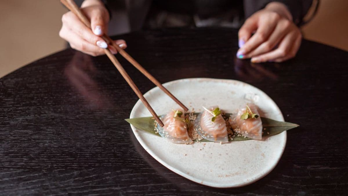 3 dumplings on a plate