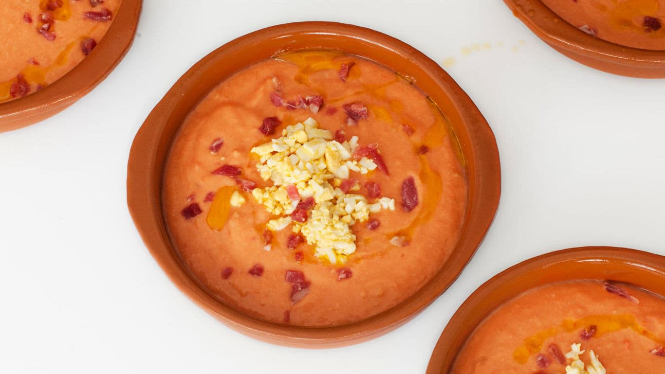 Traditional Spanish Salmorejo in Clay Bowls