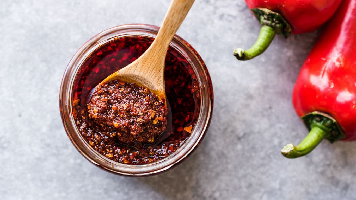 Jar of spicy red chili paste