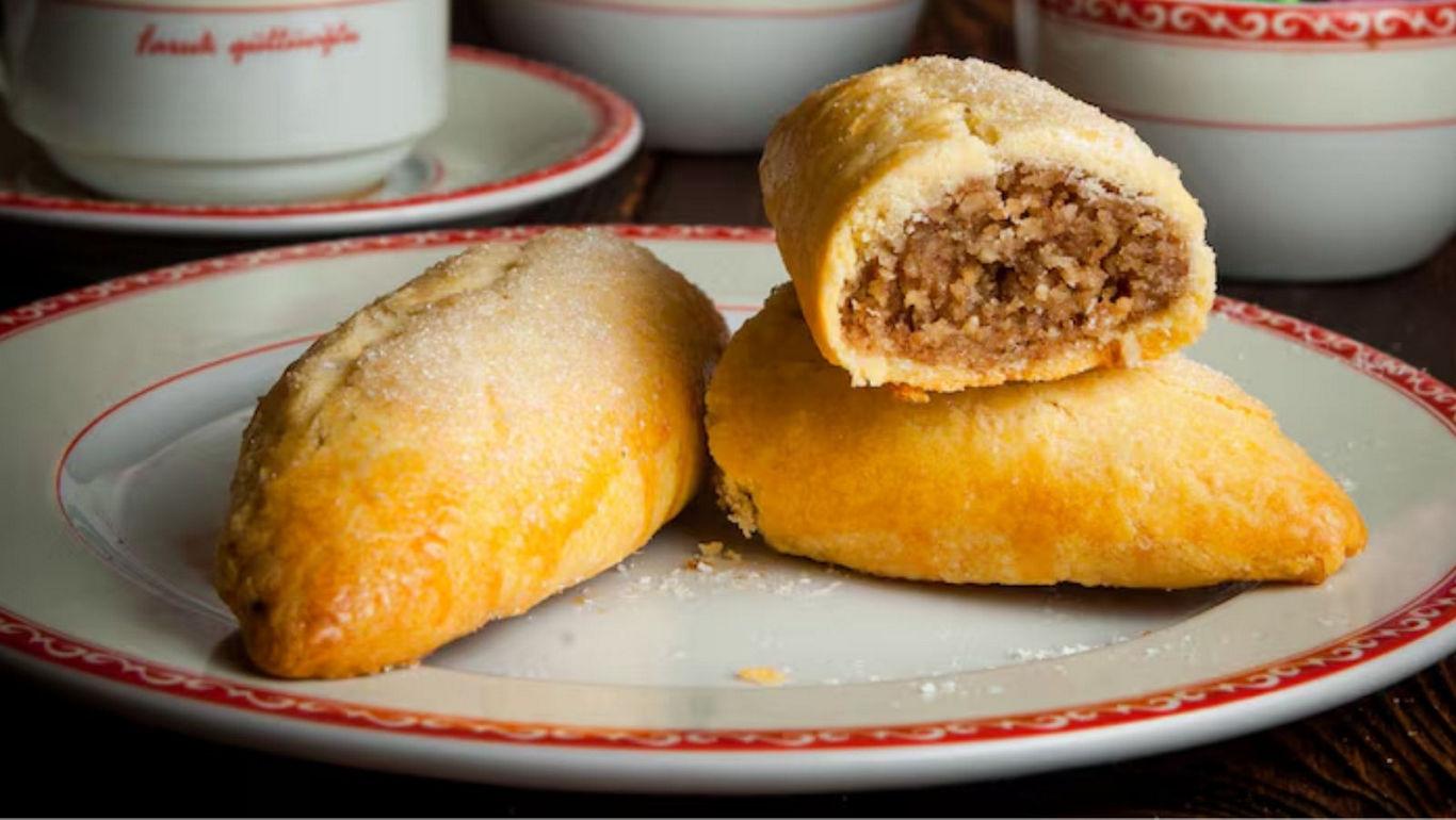 Golden pastries with nut filling