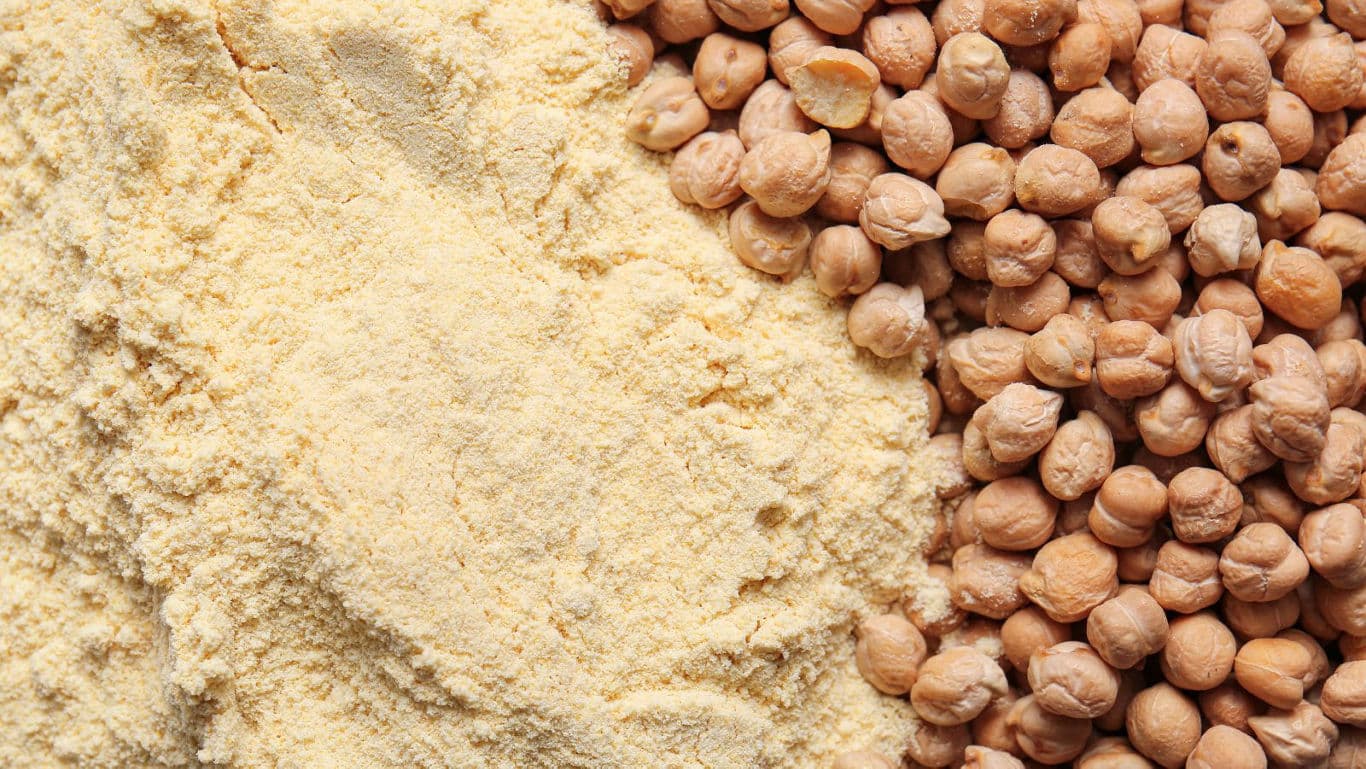 Chickpea Flour and Whole Chickpeas Closeup