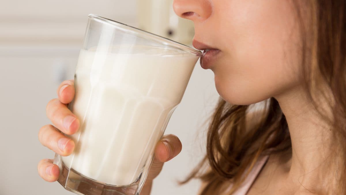 Smelling a glass of milk