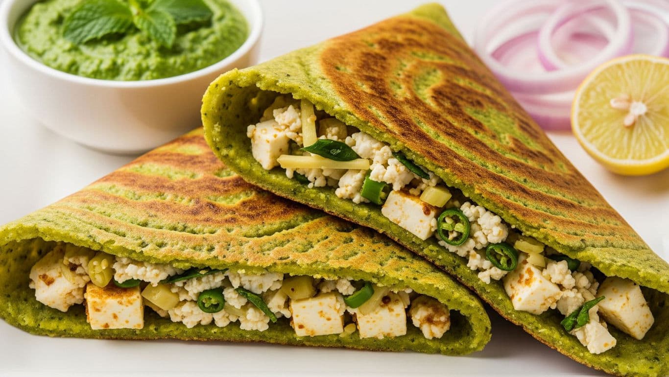 Healthy spinach wraps with paneer filling