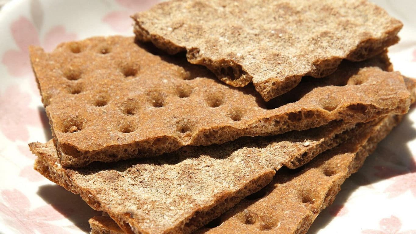 Crispy Whole Grain Crackers on Plate