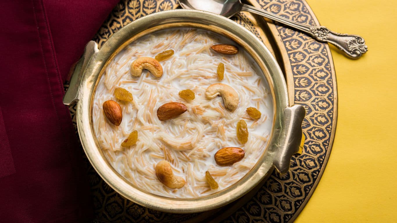 Traditional Indian vermicelli kheer with nuts