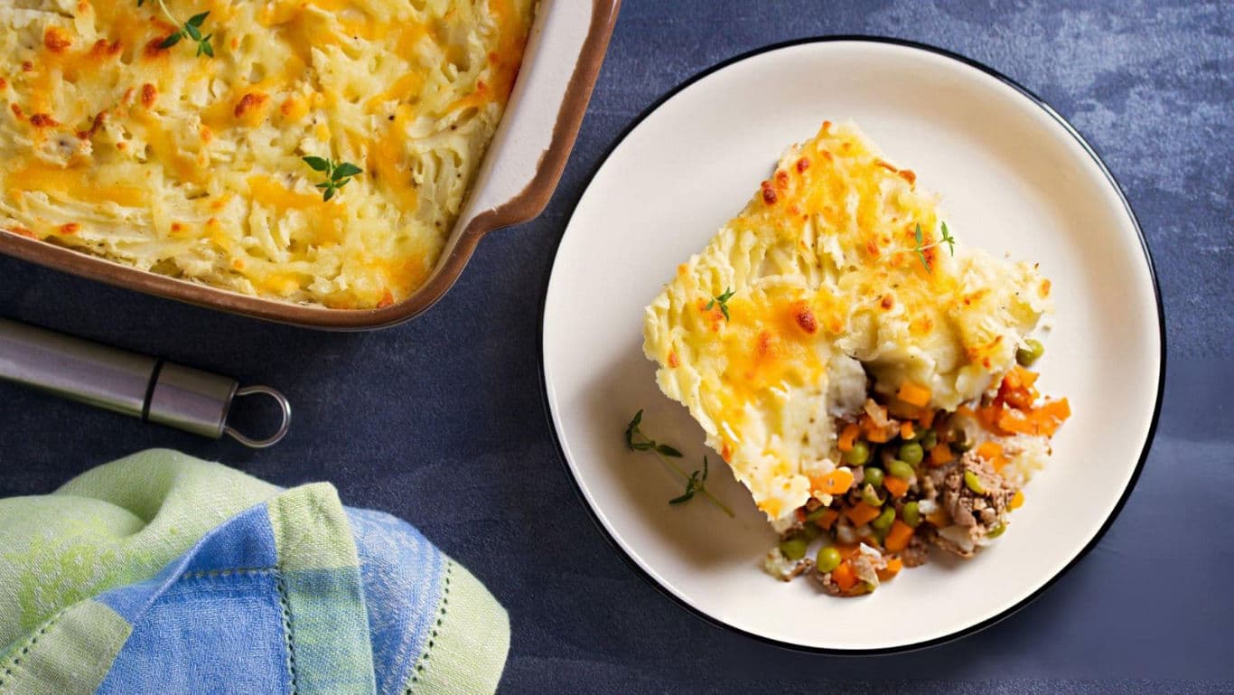Shepherd’s pie slice on a plate