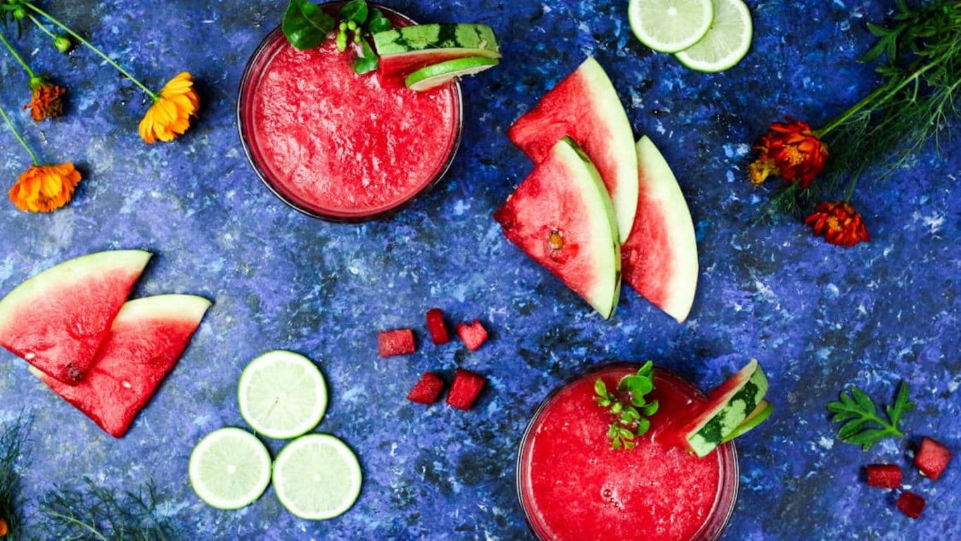 Watermelon Lime Drinks with Fresh Fruit Garnish