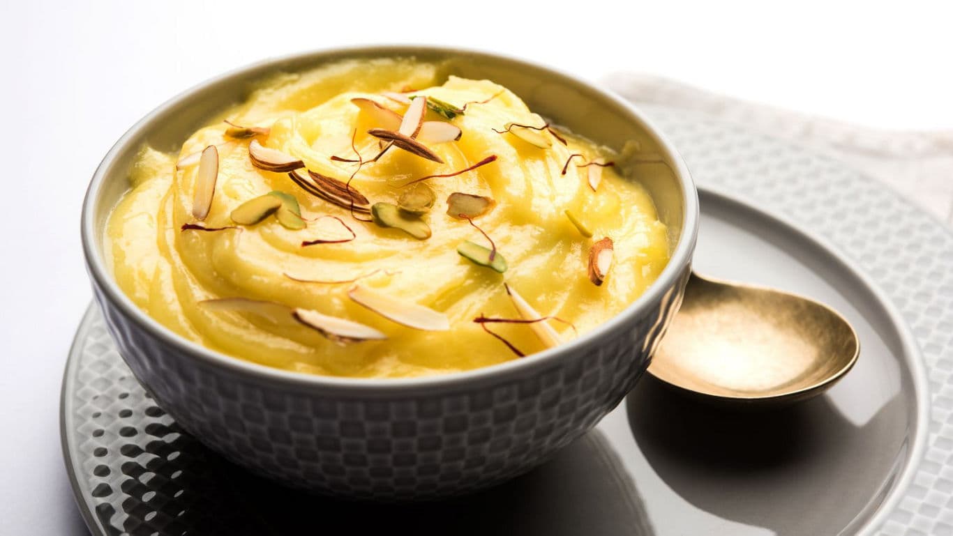 Traditional Indian Shrikhand Dessert with Nuts