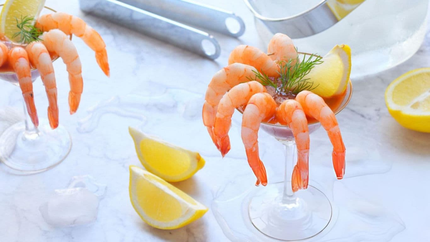 Shrimp Cocktail with Lemon Garnish