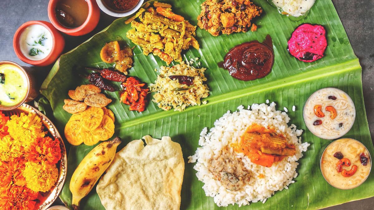 A sadhya dish in Kerala