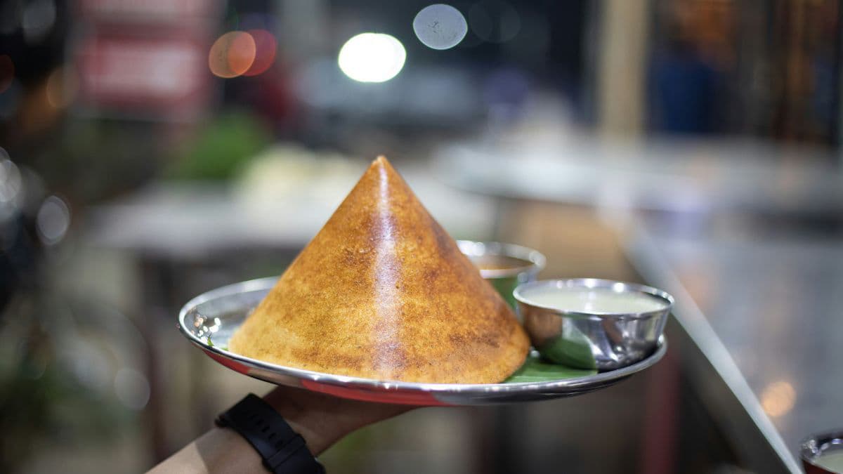 Dosa in a cone shape 