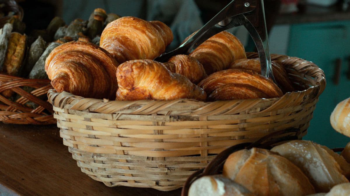 Homemade butter croissants served fresh from the oven
