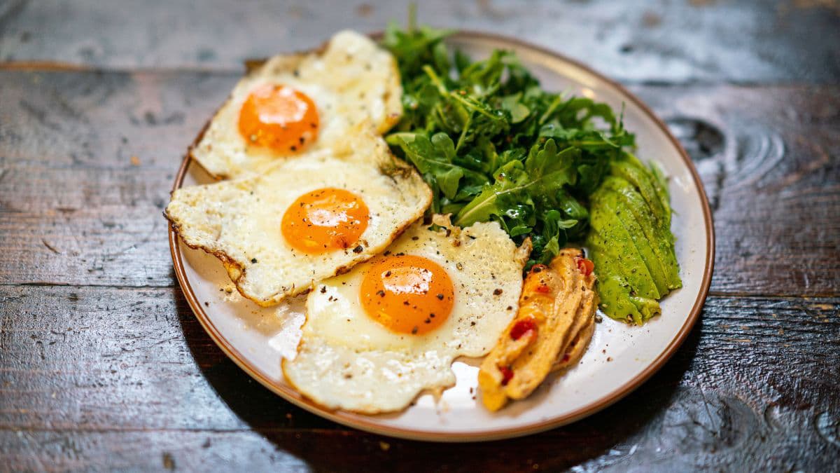 Sunny-side-up egg breakfast plate