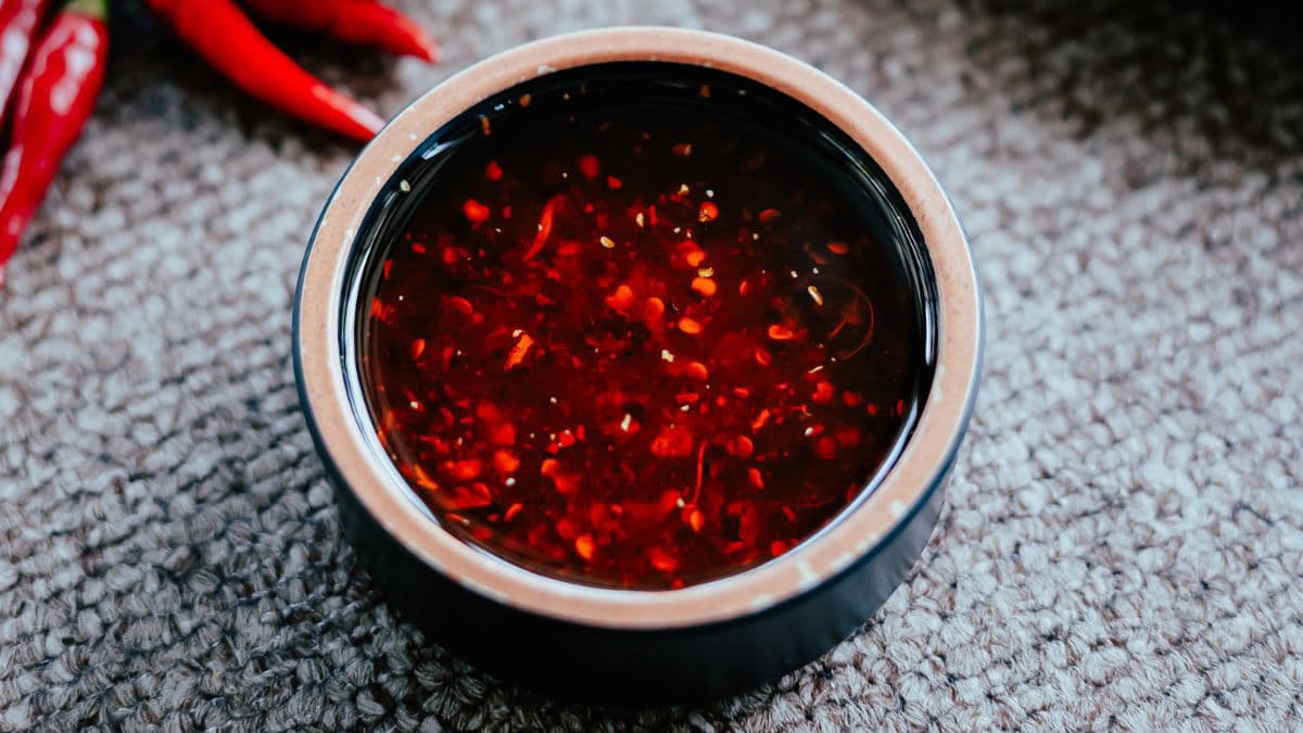 Chilli oil in a bowl.