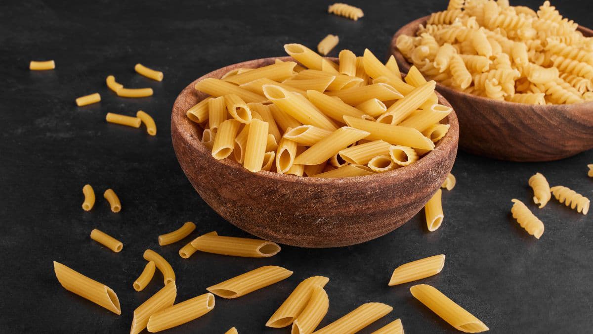 Raw pasta in a cup