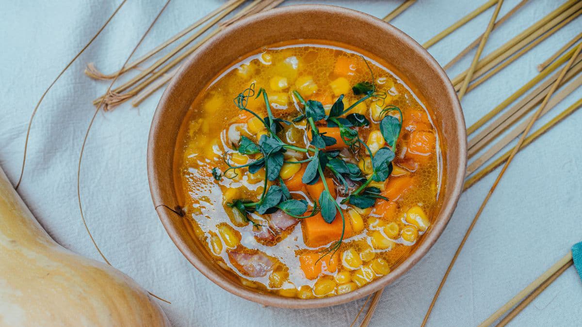 Hot sweet corn soup bowl