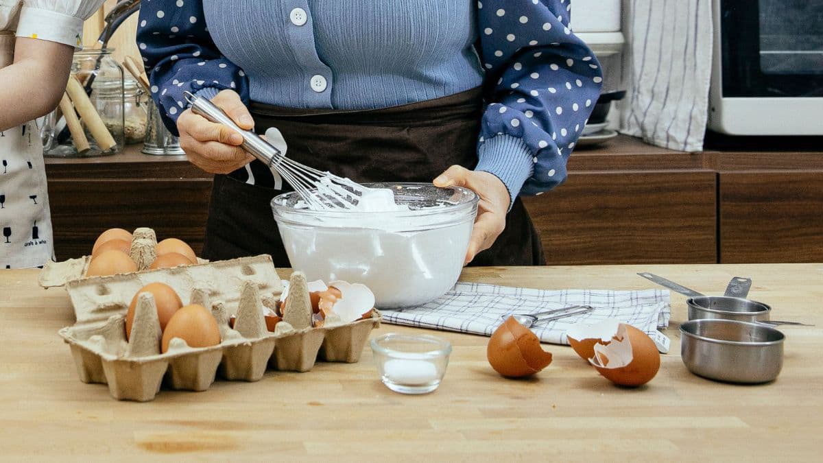 Making the meringue.
