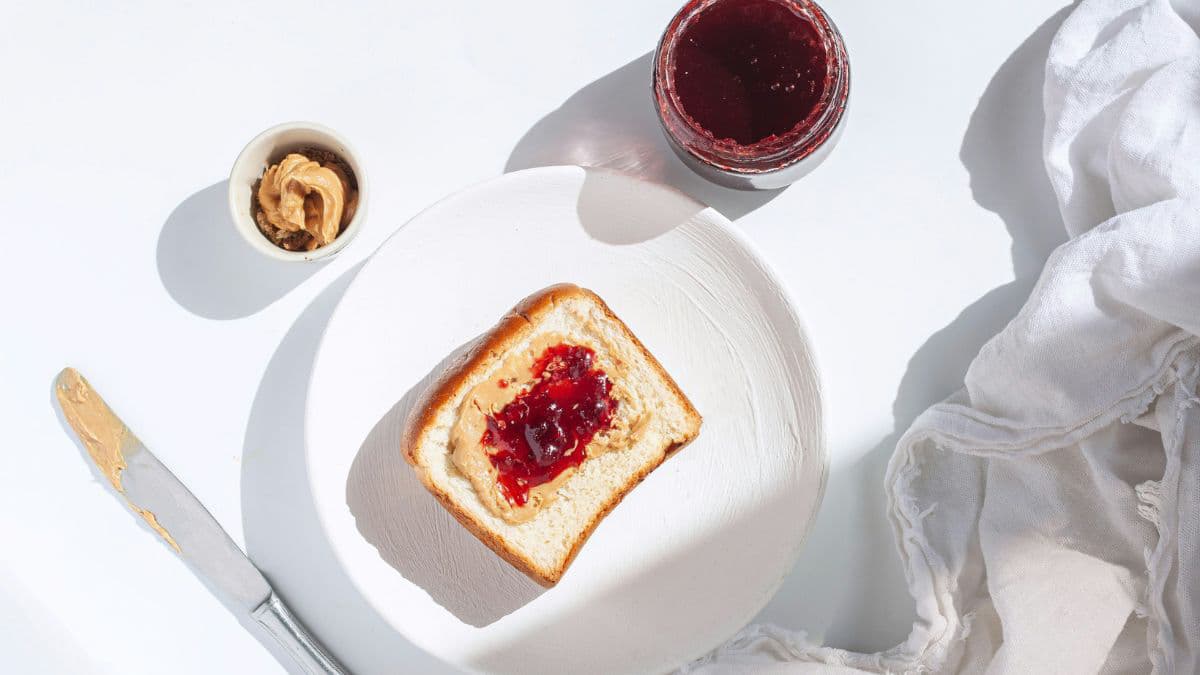 Cherry jam on the toast