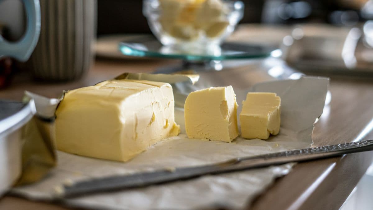 Cold butter block ready for croissant lamination 
