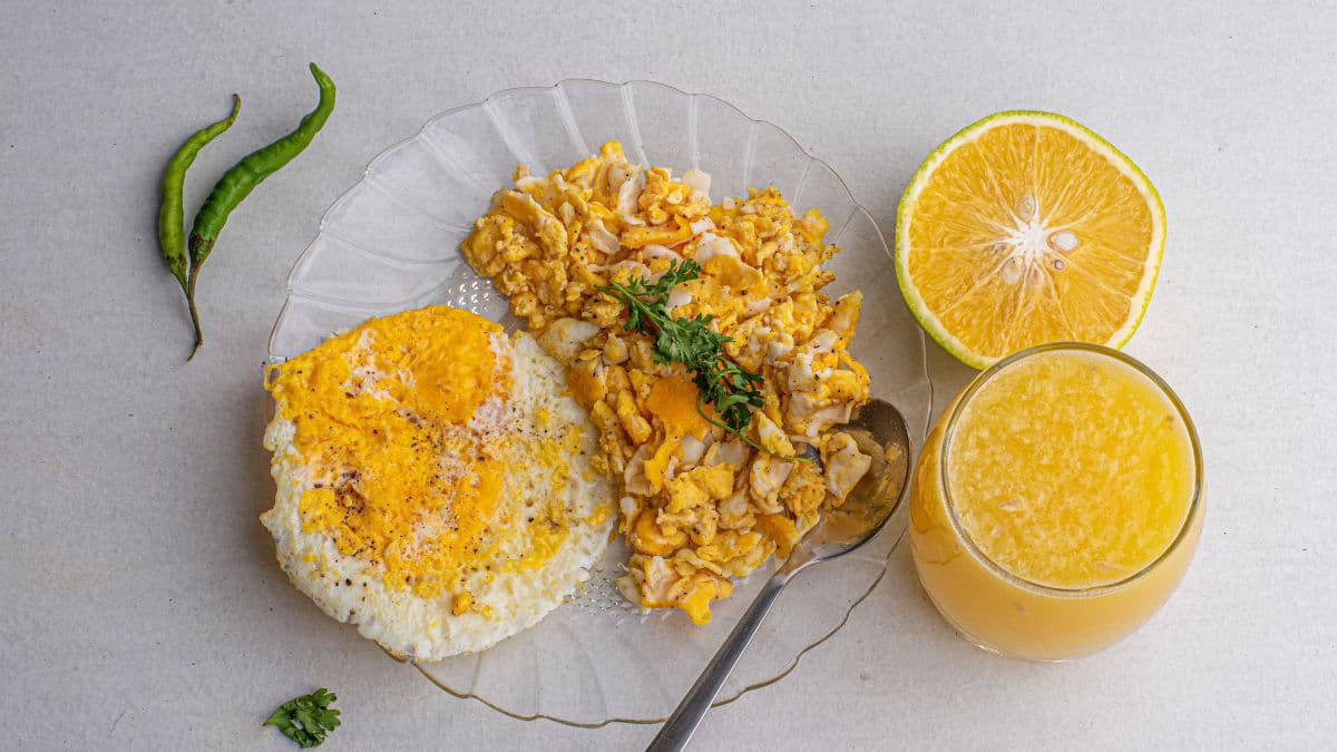 Creamy scrambled eggs breakfast platter 