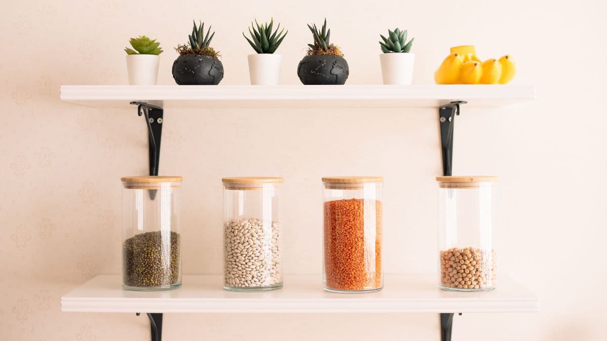 Kitchen shelf filled with ingredients