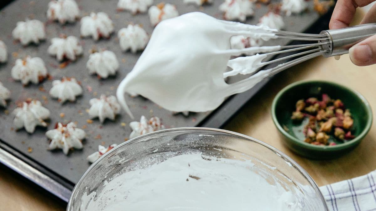 Whipped egg whites.