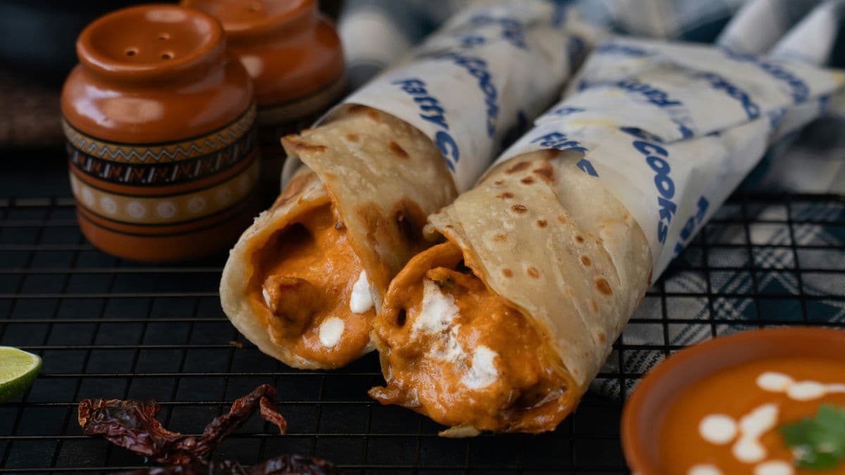 Layered laccha paratha wraps with creamy filling 