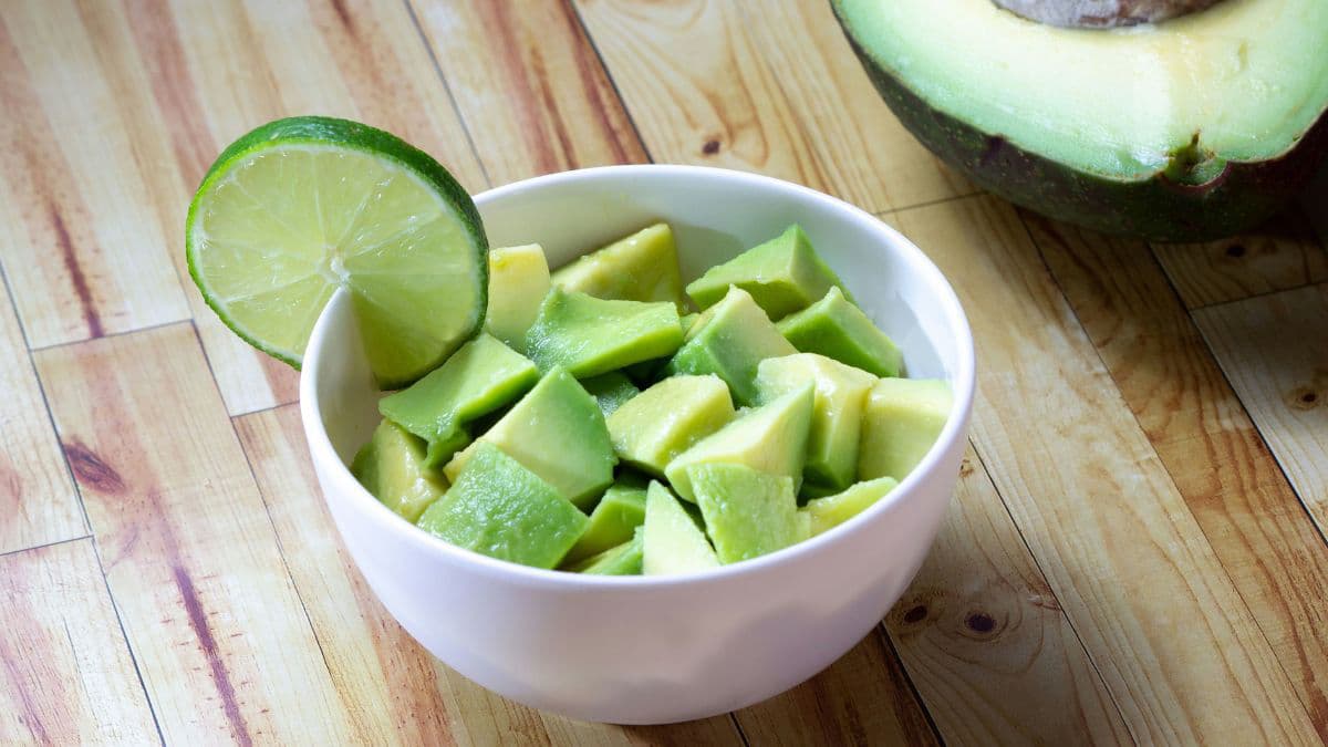 Cut avocado ready for guacamole preparation