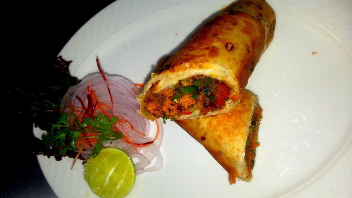 Paneer roll in a plate