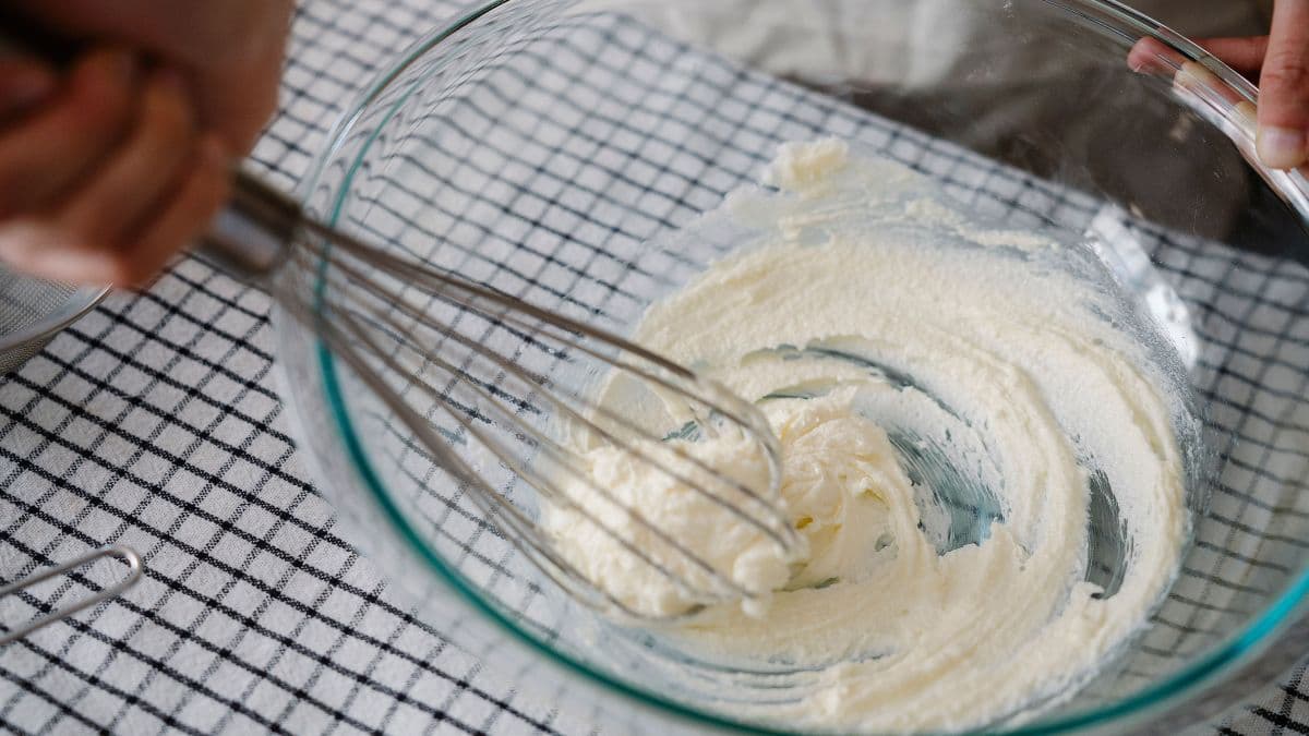 Mixing the batter for lemon loaf cake