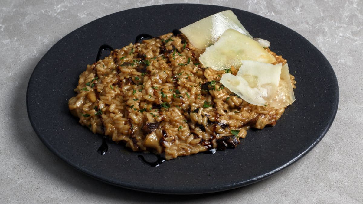 Creamy risotto with Parmesan garnish