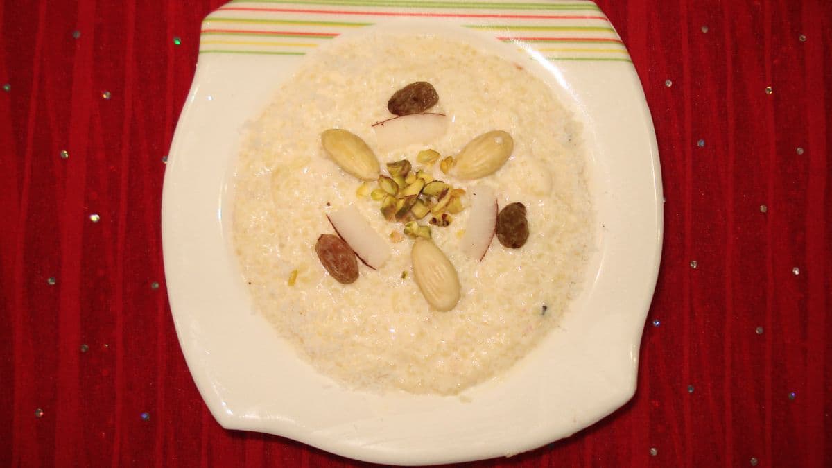 Kheer in a white plate