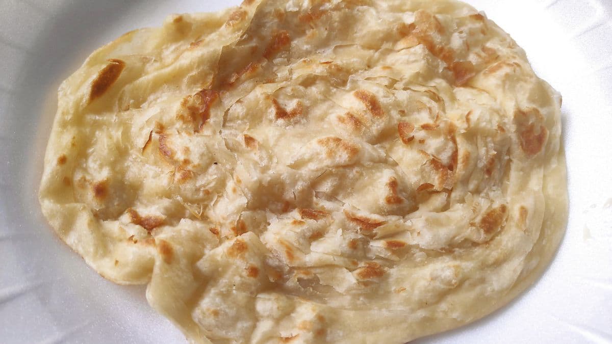 Parotta on a white plate