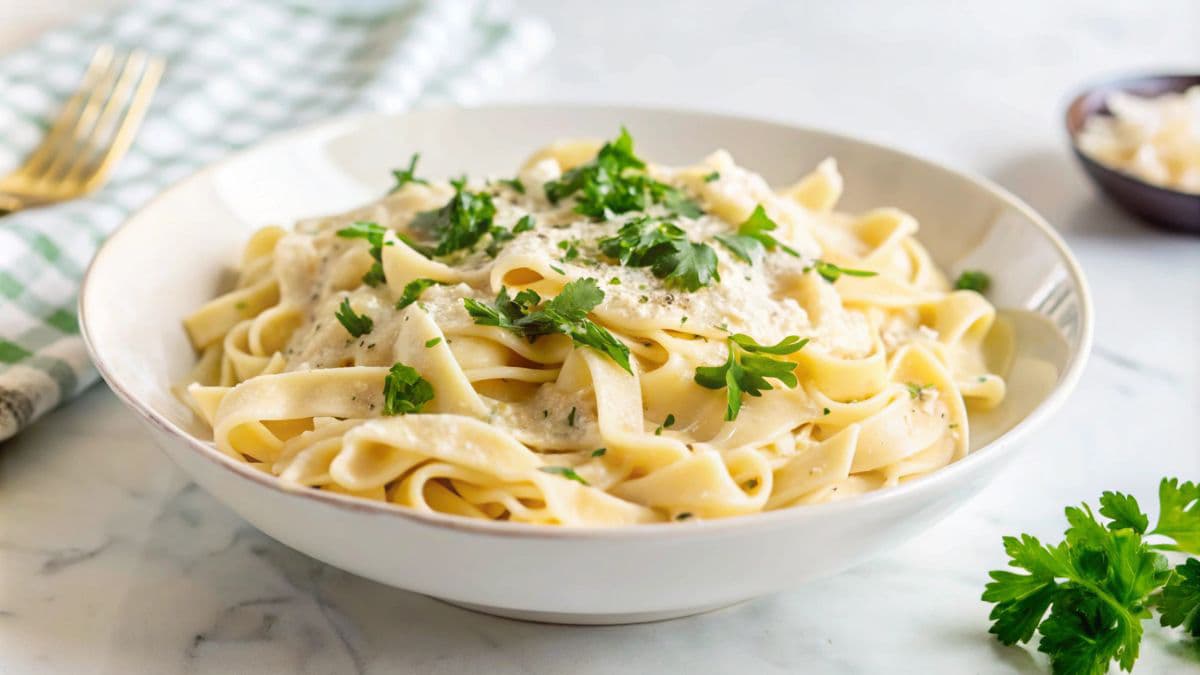 Fettuccine Alfredo with fresh parsley