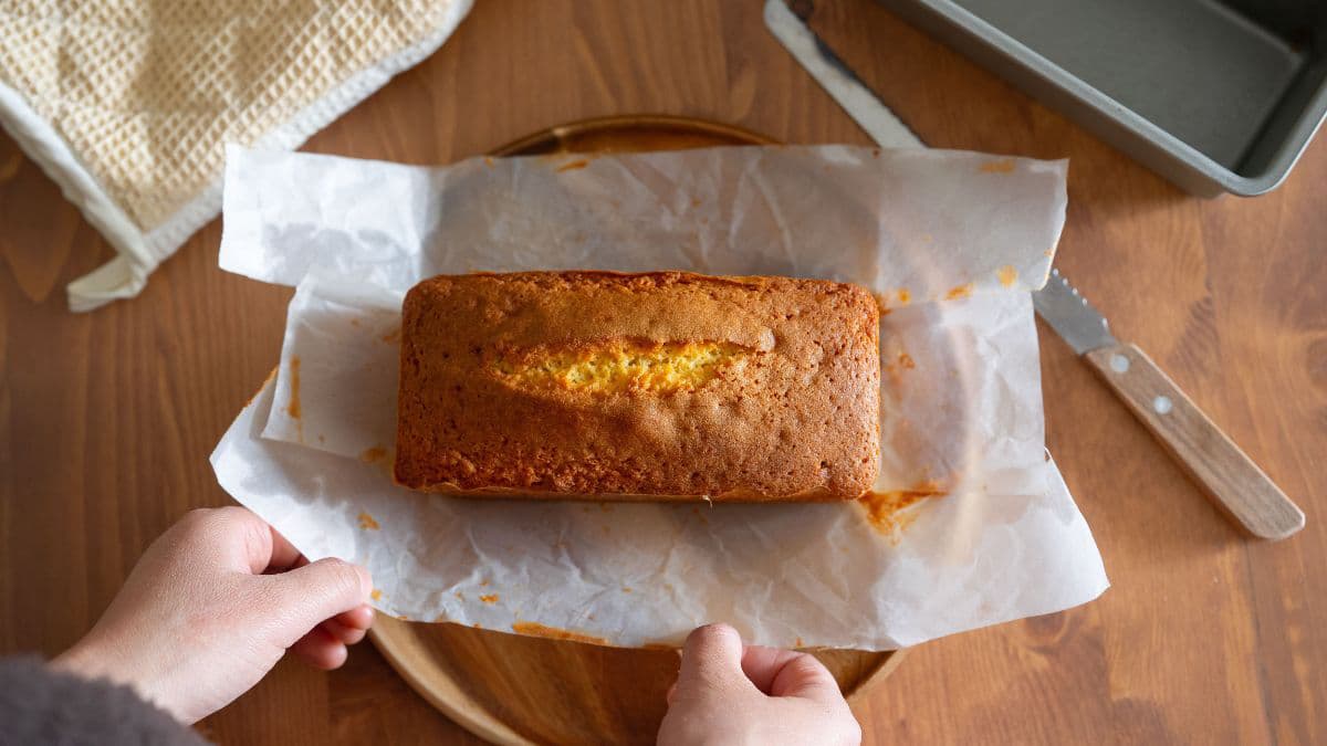 Golden brown and soft lemon loaf cake