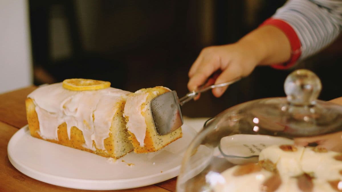 Lemon icing on a freshly baked treat