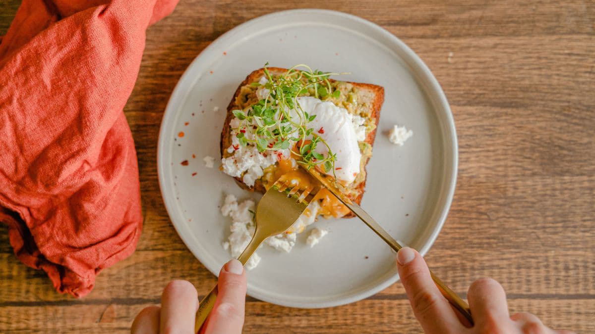 Poached eggs served on toast 