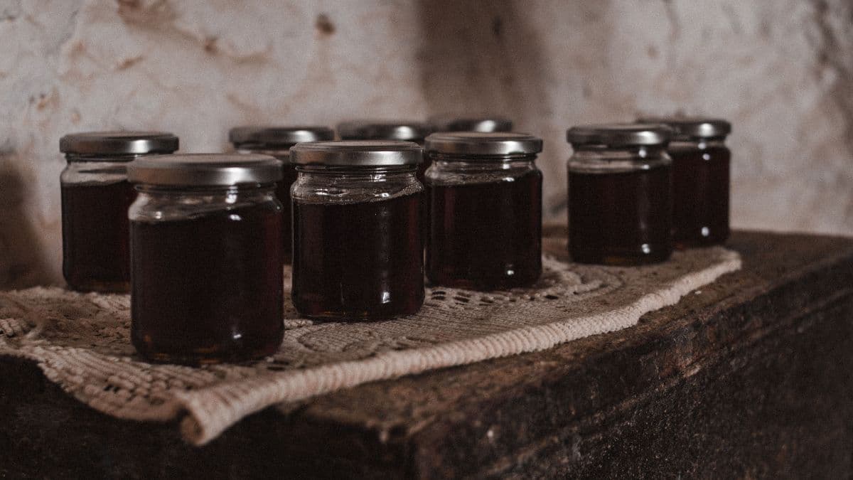 Jams in glass jars